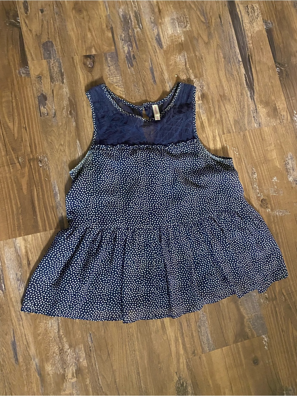 Xhilaration Navy Polka Dot Peplum Tank Top